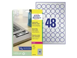 Etiket Avery L6129-20 rond 30mm zilver 960stuks