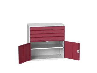 ladekast 1000x1050x550mm 4laden uittrekbaar 2deuren RAL7035 RAL3004 - 1