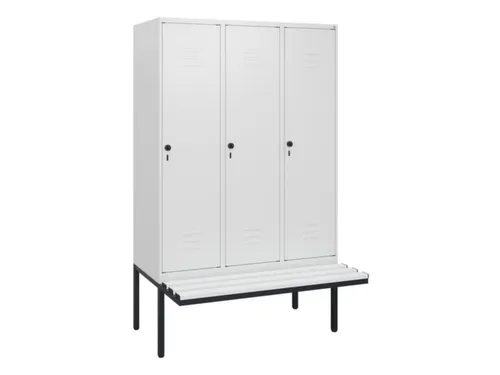 locker met bank,HxBxD 1950x1200x815mm,3vak,vak B 400mm,draaigrendel