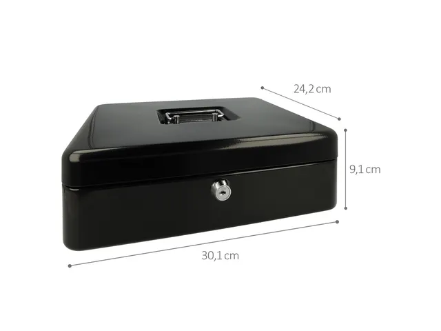 Coffret à monnaie Westcott 200x161x90mm noir, insert en plastique ave