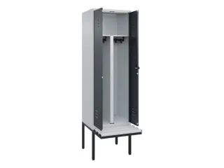 PBM-locker met bank,HxBxD 2120x600x815mm,2vak,vak B 300mm,draaigrendel - 2