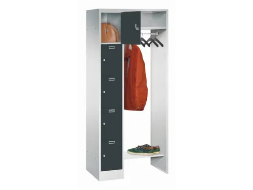 personeelsgarderobe cil.slot 1950x750x500mm 1x5 vakken 300mm RAL7016