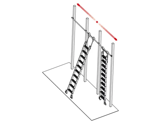 verrijdbare stellingladder,balk L 2,7m,v. H tot 2,83m,10,treden