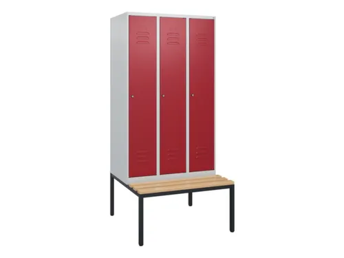 locker met bank,HxBxD 1950x900x815mm,3vak,vak B 300mm,cil.-slot