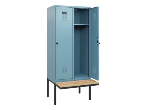 locker met bank,HxBxD 1950x800x815mm,2vak,vak B 400mm,draaigrendel