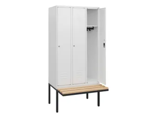 locker met bank,HxBxD 1950x900x815mm,3vak,vak B 300mm,cil.-slot - 2
