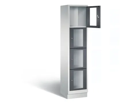 Lockerkast 1800x420x500mm 1x4 vakken Cilinderslot, Sokkel, RAL7021