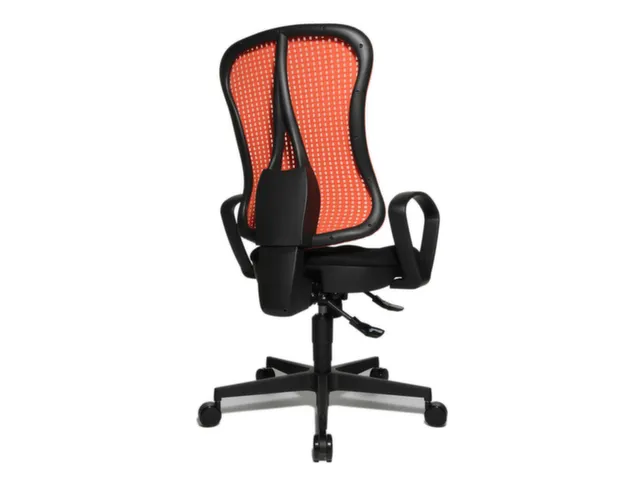 Bureaustoel Zitting Zwart Rugleuning Met Netbekleding In Koraalrood