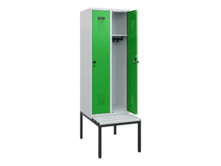 locker met bank,HxBxD 1950x600x815mm,2vak,vak B 300mm,draaigrendel - 1
