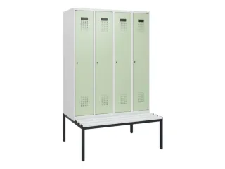 locker met bank,HxBxD 1950x1200x815mm,4vak,vak B 300mm,cilinderslot - 2