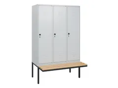 locker met bank,HxBxD 1950x1200x815mm,3vak,vak B 400mm,draaigrendel