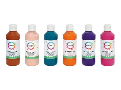 Plakkaatverf Qrea set à 6 fun kleuren 250ml