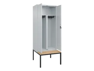 PBM-locker met bank,HxBxD 2120x800x815mm,2vak,vak B 400mm,draaigrendel - 2