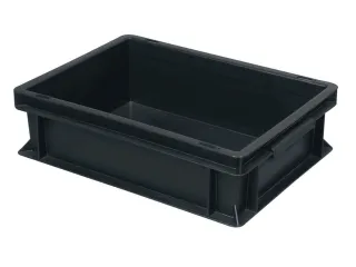 ESD-stapelbak,HxLxB 120x400x300mm,11l,PP,zwart,Wanden gesloten - 2
