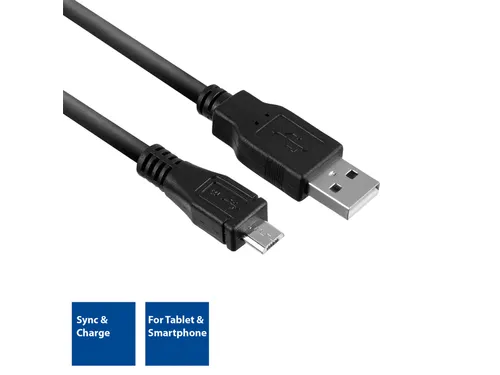 Kabel ACT USB 2.0 naar MicroB laad -en data 1 meter
