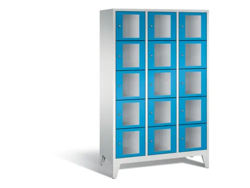 Lockerkast 1850x1200x500mm 3x5 vakken Cilinderslot Poten, RAL5012