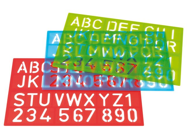sjablonen Westcott cijfers en letters assortie kleuren | Tekensjablonen.nl