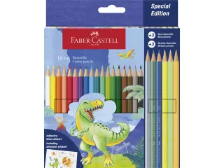 Kleurpotlood Faber-Castell Dino 18 Classic Colour + 6 (3 metallic kleu - 2