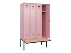 locker met bank,HxBxD 2120x1200x815mm,4vak,vak B 300mm,cilinderslot