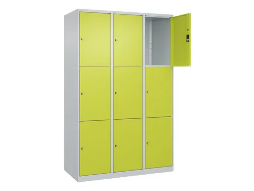 lockerkast,HxBxD 1850x1200x500mm,3x3vakken,vak B 400mm,cil.-slot