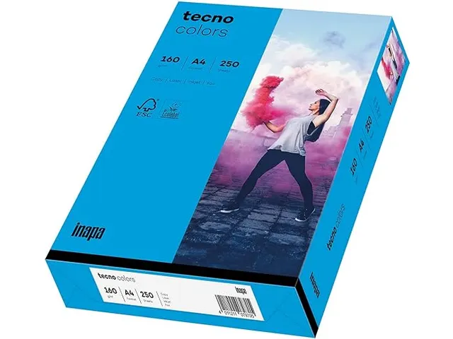 Inapa Tecno colors Gekleurd papier A4 Intens Blauw 160 gram 250vel