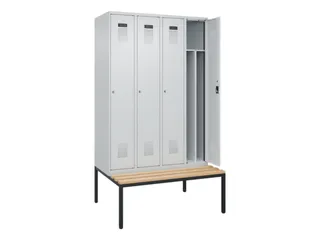 locker met bank,voor scheiding van kleding,HxBxD 2120x1200x815mm,4vak - 1