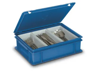 Euronormkoffer Blauw Indeling Bestek Pe Scharnierdeksel 130x400x300mm - 1