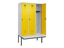 locker met bank,HxBxD 2120x1200x815mm,3vak,vak B 400mm,draaigrendel