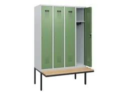 locker met bank,HxBxD 1950x1200x815mm,4vak,vak B 300mm,cilinderslot