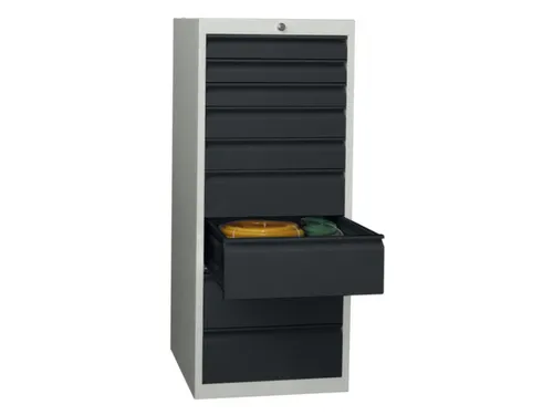 ladekast 1200x500x600mm 9laden cilinderslot RAL7035 front RAL7016