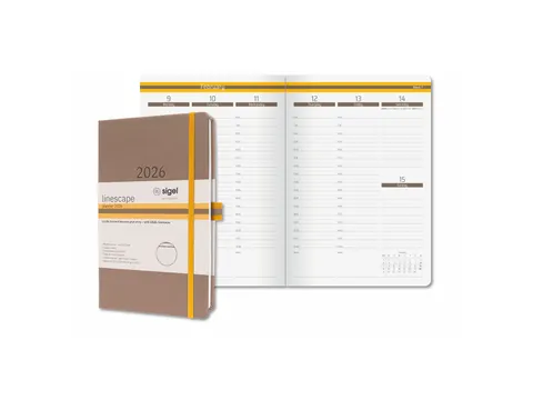 Weekagenda Linescape A5 2026 (EN) bruin Hardcover verticale indeling