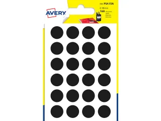 Etiket Avery 15 mm rond blister 168 st zwart - 1