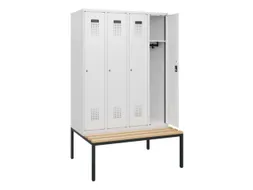 locker met bank,HxBxD 1950x1200x815mm,4vak,vak B 300mm,cilinderslot