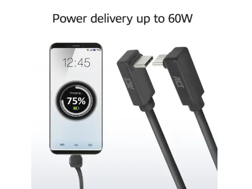 Kabel ACT USB-C hoek boven/beneden 10Gbps 2m