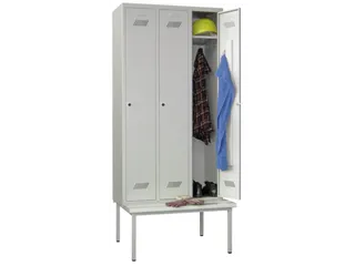 locker met bank,RAL 7035,HxBxD 2150x900x500mm,3vak,vak B 300mm - 1