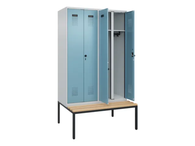 locker met bank,voor scheiding van kleding,HxBxD 2120x1200x815mm,4vak