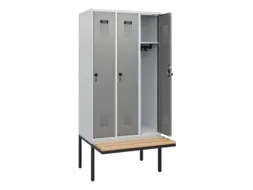 locker met bank,HxBxD 1950x900x815mm,3vak,vak B 300mm,draaigrendel