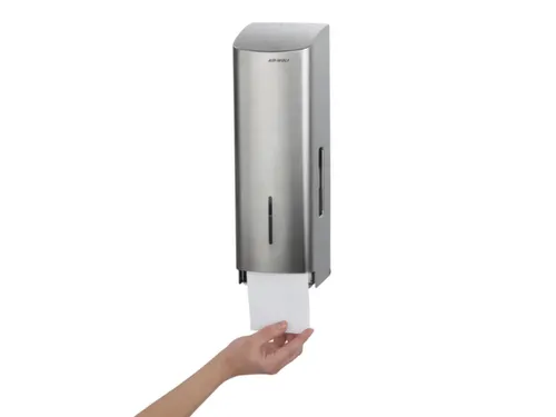toiletpapierdispenser,HxBxD 377x117x130mm,v. 3rol(len),behuizing RVS