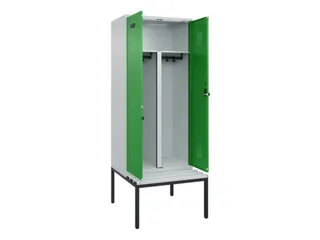 PBM-locker met bank,HxBxD 2120x800x815mm,2vak,vak B 400mm,draaigrendel - 1