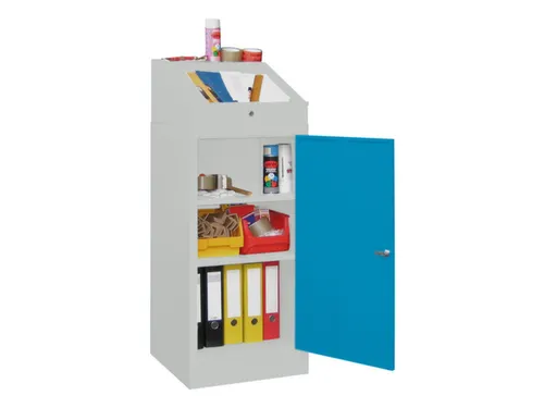 Lessenaarkast 1095/1270x 500x 500mm 2legborden Ral7035 Front Ral5012