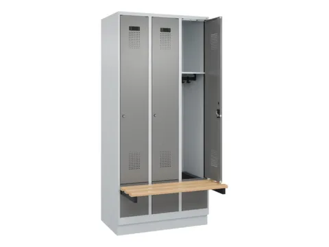 locker met bank,HxBxD 1950x900x815mm,3vak,vak B 300mm,cilinderslot