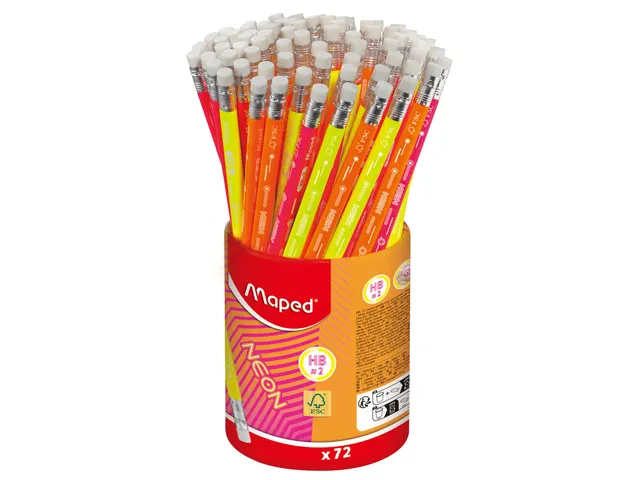 Maped GrafietPotloden HB met gumtip NEON Assorti