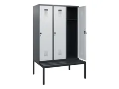 locker met bank,HxBxD 1950x1200x815mm,3vak,vak B 400mm,draaigrendel