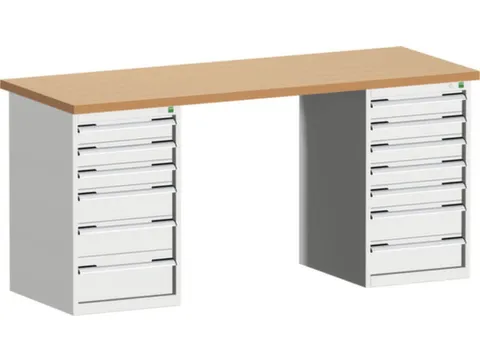 werkbank,HxBxD 940x2000x750mm,beukenblad,draagverm. 1500kg,2containers