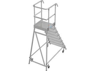bordestrap,verrijdbaar,bordes H 1,95m,8treden,aluminium,4zwenkwielen - 2
