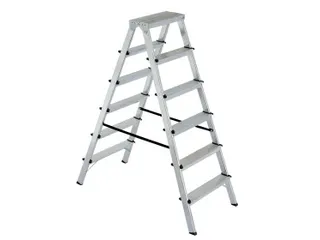 dubbele aluminium ladder beide zijden 2x6treden bordes H 1 3m - 2