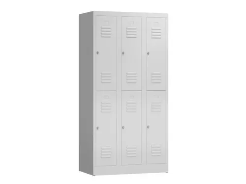 Dubbeldekse garderobekast 1800x870x500mm 3x2vak klink RAL9003