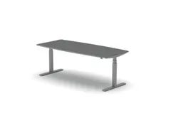 Elektrisch ihv Vergadertafel Vatvorm 2000x800mm Alu + Donkergrijs Blad