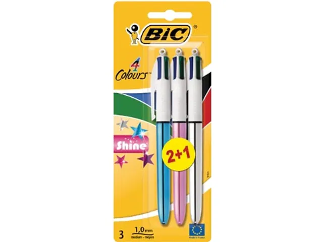balpen 4 Colours Shine, blister 2 + 1 gratis