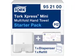 Tork 952100 Startpakket H2 mini Multifold Handdoek Dispenser + refill